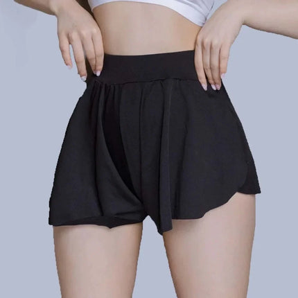 Ice Silk High-Waist Split Flared Mini Shorts High-Stretch Micro Hot Pants