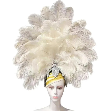 The Stardust Dionysia – Elegant Faux Fur & Rhinestone Samba Carnival Headdress