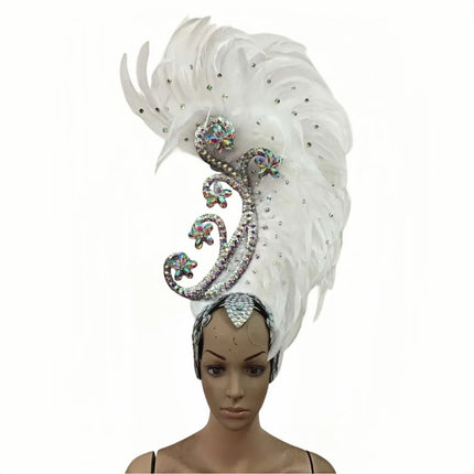 The Stardust Royal Plume – Feathered Carnival & Cabaret Stage Headdress