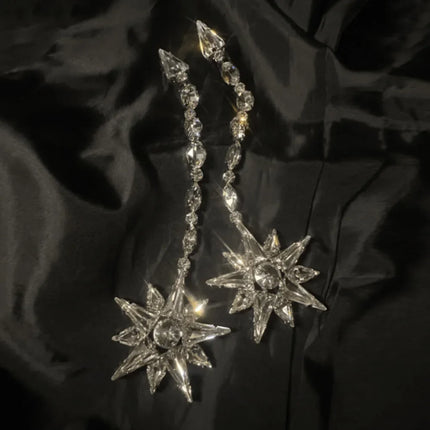 Long Crystal Dangle Earrings