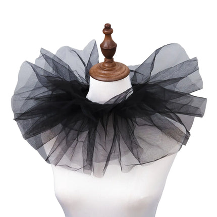 Fluffy Mesh Clown Ruff Collar & Vintage Masquerade Circus Costume Accessory