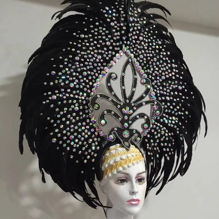 The Stardust Wings of Radiance – Deluxe Feathered Samba & Carnival Crown