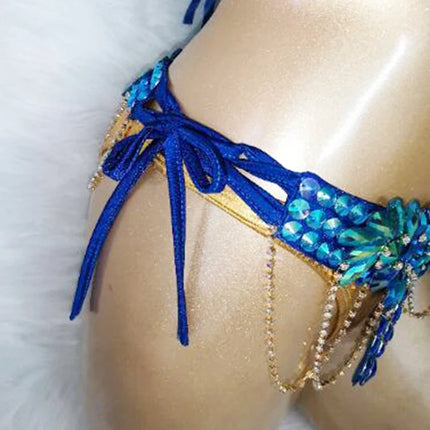Royal Blue Samba Carnival Wire Bra & Belt 4-Piece Costume Set