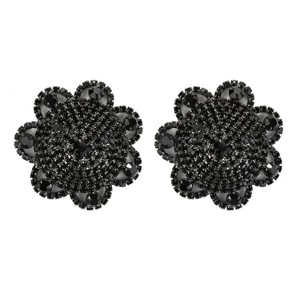 Sparkly Rhinestone Flower Reusable Nipple Pasties Self-Adhesive Silicone Covers