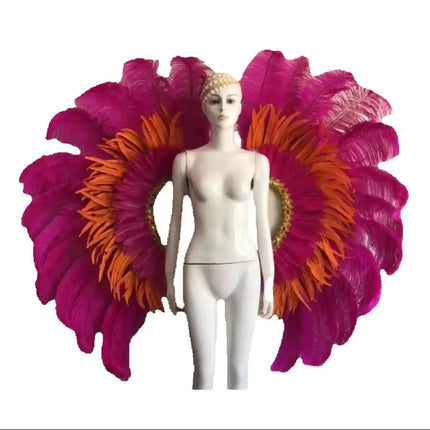 Two-Tone Feather Wing Backpiece Stage Costume Accessory