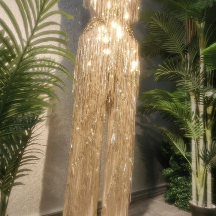 Sparkly Gold Sequin Rhinestone Stage Romper Sleeveless Jumpsuit Performance Costume