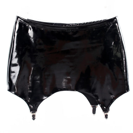 High-Waist Patent Leather Garter Belt High-Gloss Liquid Elastic Suspender Belt