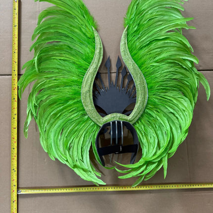 The Stardust Vertigo – Emerald Green Feathered Carnival & Samba Headdress