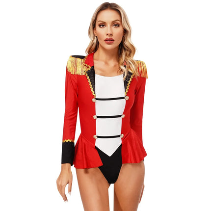 Women's Circus Ringmaster Long Sleeve Skirted Bodysuit Costume