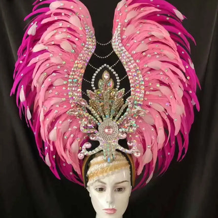 Feather headdress samba costume carnival halloween party bar performance hat makeup dance wings parade