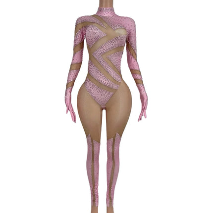 Crystal Illusion Rhinestone Bodysuit