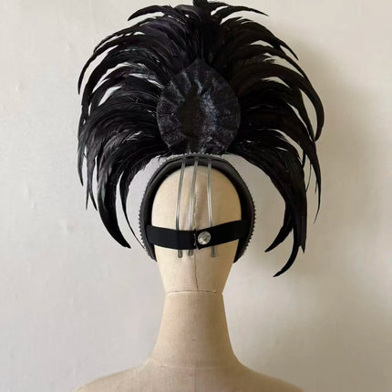 The Stardust Samba Enchantment – Exquisite Feathered Dance & Stage Headdress