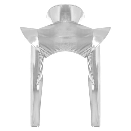 Metallic Shoulder Armor Shrug Crop Top & Sleeves Futuristic Pauldron Stage Costume