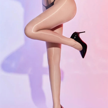 Oil Glossy Sheer High-Waist Shaping Pantyhose Shiny Dance Tights