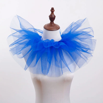 Fluffy Mesh Clown Ruff Collar & Vintage Masquerade Circus Costume Accessory