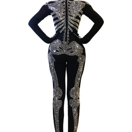 The Stardust Midnight Macabre – Rhinestone Skeleton Performance Bodysuit