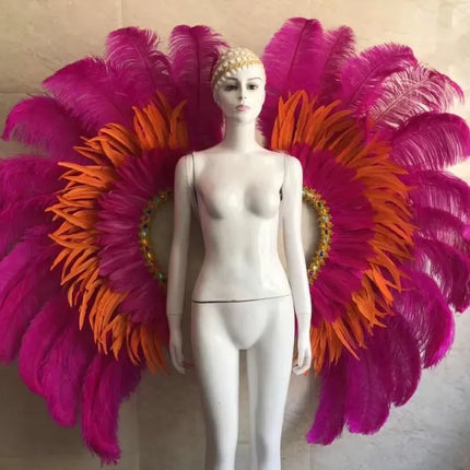 Two-Tone Feather Wing Backpiece Stage Costume Accessory