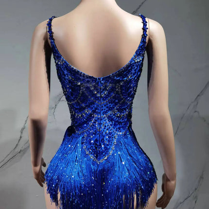 The Stardust Festival Fringe Bodysuit – Luxury Rhinestone Tassel Showgirl Costume
