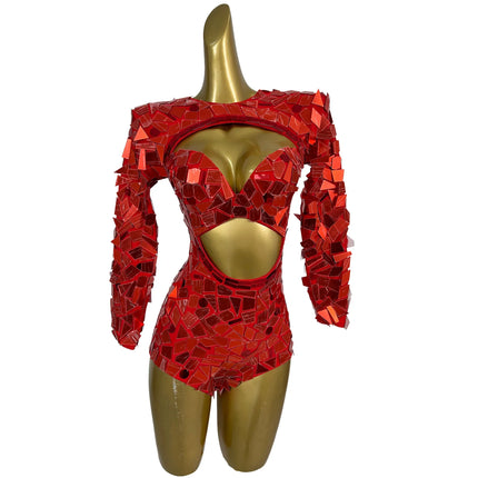Sparkling Sequin Hollow-Out Bodysuit & Gogo Dance Performance Romper
