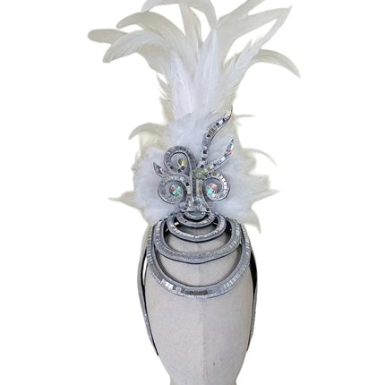The Stardust Dionysia – Pure White Feather Carnival & Masque Ball Headdress