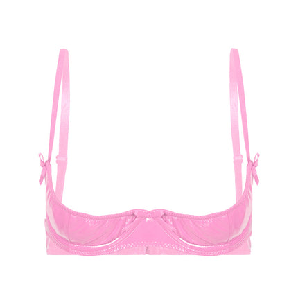 Patent Leather Underwired Open-Cup Bra