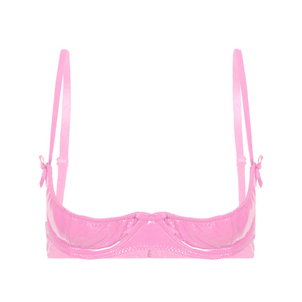 Patent Leather Underwired Open-Cup Bra