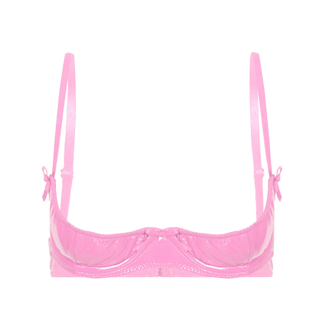 Patent Leather Underwired Open-Cup Bra