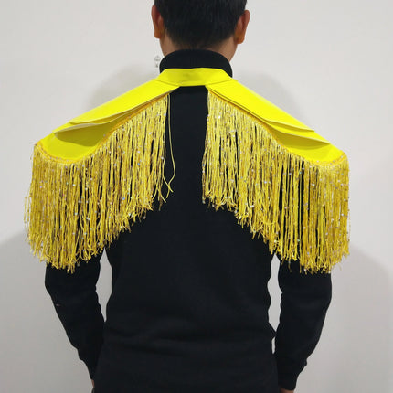 Metallic Laser Fringe Shoulder Armor & Tassel Vest Stage Costume