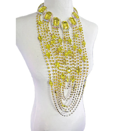 Long Tassel Rhinestone Glass Necklace