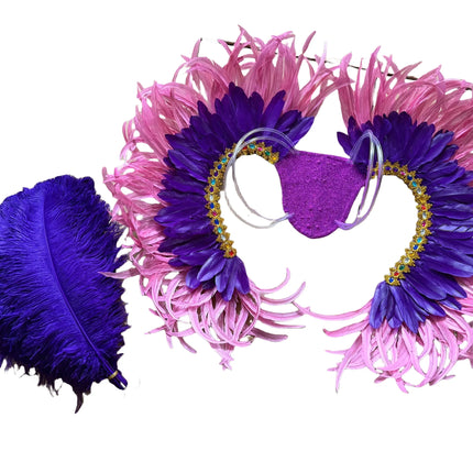 Two-Tone Feather Wing Backpiece Stage Costume Accessory