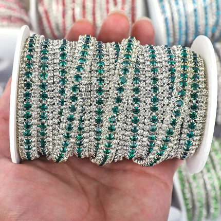 The Stardust Triple Crown – 3-Row Glass Crystal Rhinestone Cup Chain Trim