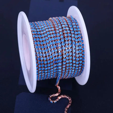 The Stardust Fluorescent Stream – Premium AAAA Glass Fluorescent & Mocha Rhinestone Cup Chain Trim
