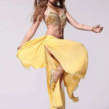The Stardust Prism Sirena – Deluxe Beaded & Sequined Tassel Belly Dance Bra Top