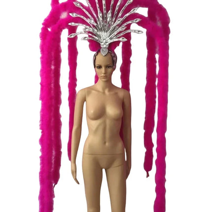 The Stardust Extravaganza Carnival Headdress – Rhinestone & Feather Showgirl Crown