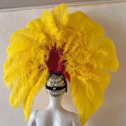 The Stardust Dionysia – Elegant Faux Fur & Rhinestone Samba Carnival Headdress