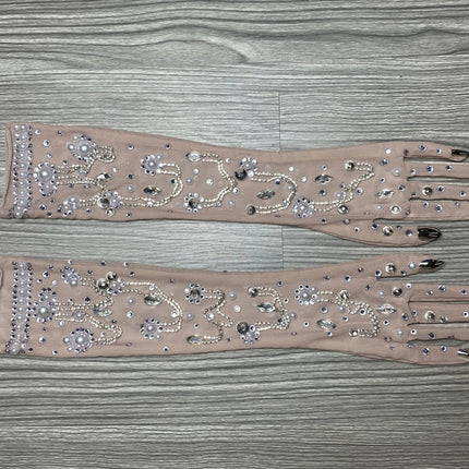 The Stardust Illusion Rhinestone Gloves – Luxury Crystal Mesh Opera Gloves
