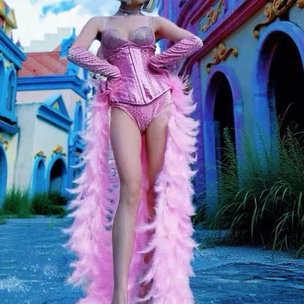 The Stardust Sugar Rush – Pink Feather & Glitter Stage Costume Set