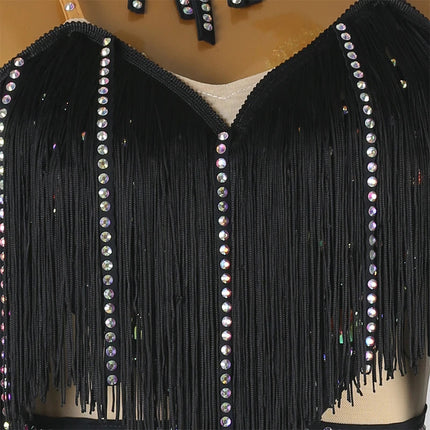 Professional Latin Dance Competition Dress & Tassel Fringe Performance Outfit