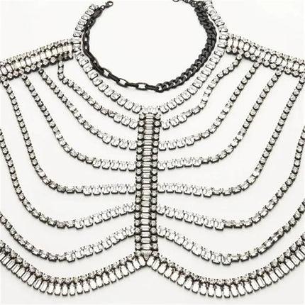 Luxury Multilayer Rhinestone Chest Chain & Tassel Bra Jewelry