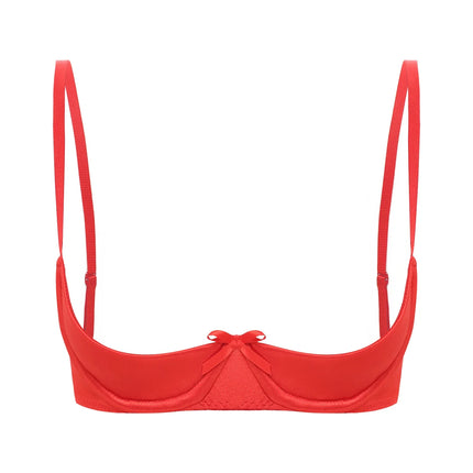Satin Underwire Half-Cup Push-Up Bra