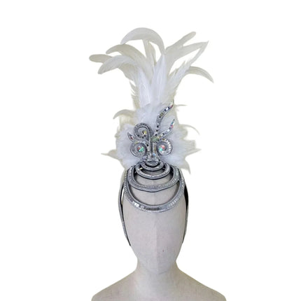 The Stardust Dionysia – Pure White Feather Carnival & Masque Ball Headdress