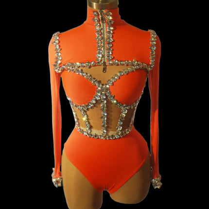 Crystal Tube Top, High-Waist Shorts & Bolero Jacket 3-Piece Performance Costume Set
