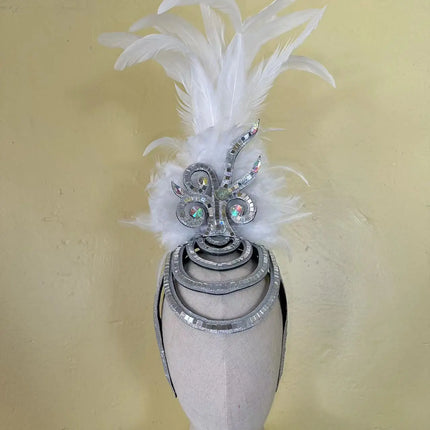 The Stardust Dionysia – Pure White Feather Carnival & Masque Ball Headdress