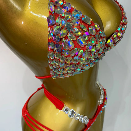 Crystal Diamond Bikini Two-Piece Set Sparkle Stage Performance Outfit