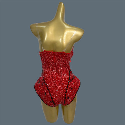 Western Cowboy Showgirl Bodysuit, Hat & Gloves 3-Piece Stage Costume Set