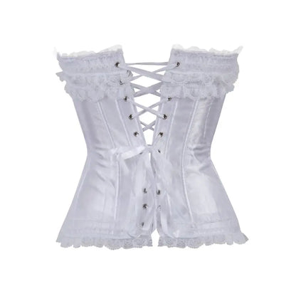 Lace Overlay Boned Overbust Corset Bustier Top Plus Size Body Shaper