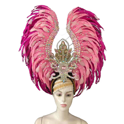 Feather headdress samba costume carnival halloween party bar performance hat makeup dance wings parade