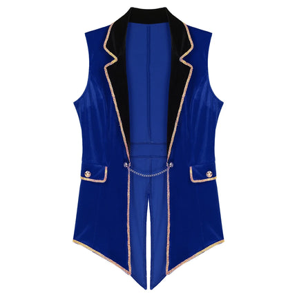 Velvet Circus Ringmaster Tailcoat Vest Marching Band Halloween Showman Outerwear