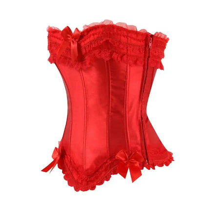 Lace Overlay Boned Overbust Corset Bustier Top Plus Size Body Shaper