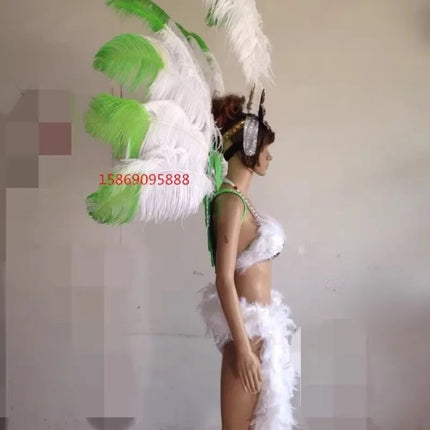 Sequined Butterfly-Style Costume Backpiece with Draped Chain